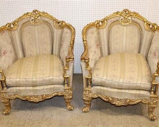 
Lot 599
Pair of French style gold gilt frame parlor chairs
