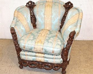 
Lot 603
Antique highly carved and ornate walnut frame parlor chair
