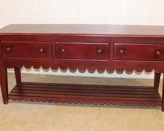 
Lot 612
Habersham Plantation 3 drawer sideboard in the primitive red decorative paint
