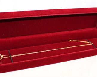 
Lot 669
Nice Ruby and diamond 10K yellow gold purse necklace approx. 16"
