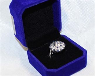 
Lot 677
2.5ct diamond and sapphire 14K white gold ring in the art deco style size 6.5
