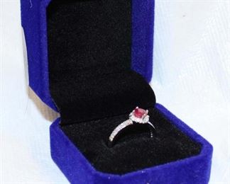
Lot 678
Ruby and white sapphire 925 sterling silver ring size 7
