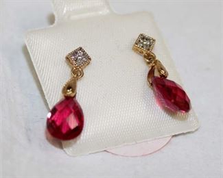 
Lot 682
Ruby and diamond 10K yellow gold earrings
