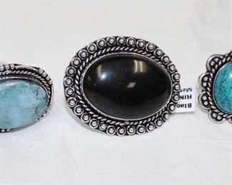 
Lot 692
Group of 3 German silver rings with various stones style
