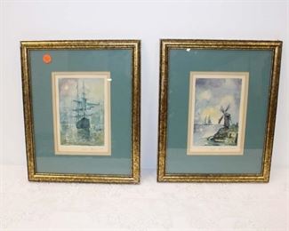 
Lot 740
Pair of Nautical prints signed and dated approx. 11" w x 14" h
