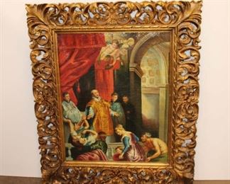 
Lot 763
Oil on canvas in heavy carved wooden frame approx. 36" w x 42" h
