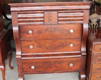 
Lot 797
Antique burl mahogany empire 6 drawer high chest
