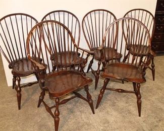 
Lot 803
Nice set of 6 D.R Dimes Windsor style country chairs in the knottie pine and oak
