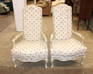 
Lot 816
Pair of upholstered Italian style cane high back arm chairs
