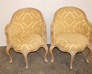 
Lot 826
Nice Pair of French style 5 leg upholstered decorator chairs
