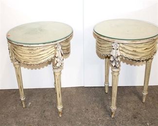 
Lot 827
Pair of Habersham distressed finished lamp tables with glass tops
