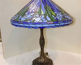 
Lot 832
Tiffany style leaded glass shade lamp
