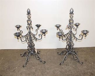 
Lot 841
Pair of metal 4 burner decorator candelabras
