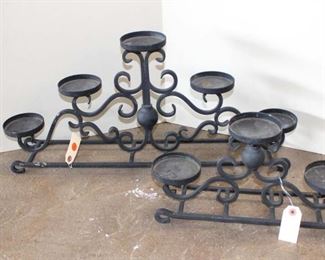 
Lot 843
Pair of iron decorator candle stands, 3 and 5 burner
