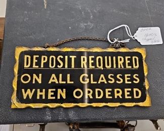 1800's chipped glass sign