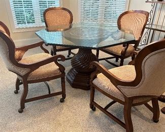 Glass top ‘game table’ by Drexel Heritage