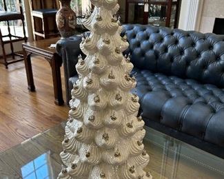 Almost 3' tall vintage white ceramic Christmas tree
