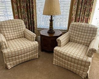 Two upholstered arm chairs by Henredon
