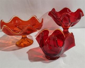 LE Smith & More Red Glass Art Lot