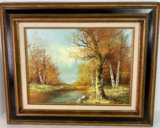 Moncreif Signed Oil Fall Landscape Painting 