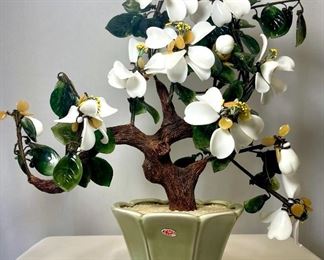 Vintage Glass Dogwood Bonsai Tree