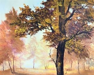 Vintage Acrylic Fall Landscape Painting