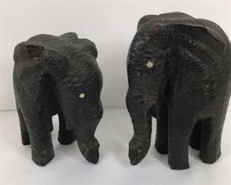 Ebony Wood Carved Elephants