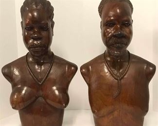 Vintage Native African Carved Wood Statues 