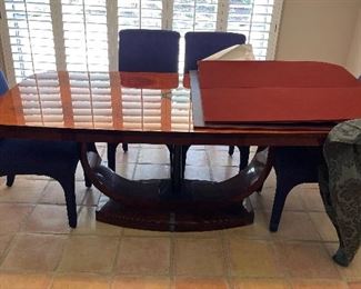 Gorgeous Dining table with 6 upholstered chairs - there is also a cabinet - italian modern