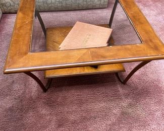 Wood and glass coffee table