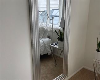 silver framed large mirror