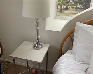 Marble topped ( I Believe) side table and lamp