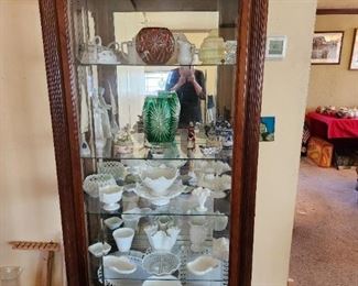 Fabulous Beveled Glass Gallery Cabinet with Light