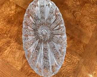 Cut and pressed crystal large oval dish