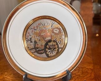 Chokin-style Japan porcelain plate
