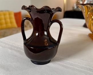 Small redware pottery vase