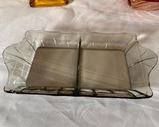 Smoke glass divided dish
