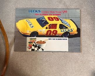 Luck's pinto beans 1991 poster on foam board