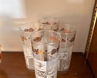 Retro gold and white eagle bi-centennial glasses