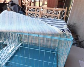 Small Blue Folding Wire Dog Kennel w/Cover.