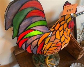 Leaded Glass Rooster Lamp $ 78.00