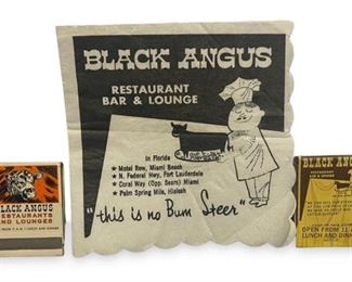 Black Angus Restaurant Napkin & Matchbooks