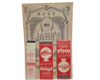 Jahn's Menu & Matchbook Covers