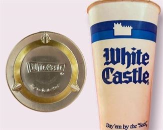White Castle tin ashtray & Paper Cup