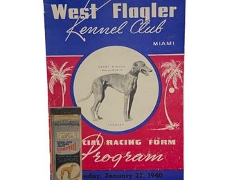 West Flagler Kennel Club Program & Matchbook Cover