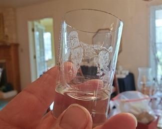 etched poodle shot glass