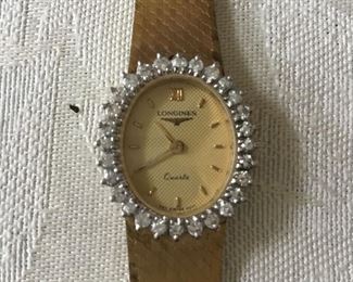 Longines gold plated watch w/ diamonds