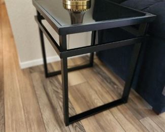 2 Side Table Metal Base with Smoked Glass Top