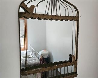Metal Bird Mirror w/Necklace Hooks