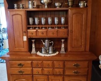  a lovely hutch with lots of pewter